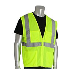 Pip 302-Mvgz4Ply-M Ansi Type R Class 2 Value Mesh Vest, 4 Pockets, Hi-Vis Yellow, Size Medium, 1 Each