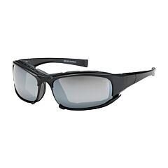 Pip 250-Ce-10095 Cefiro Full Frame Safety Glasses With Black Frame, Rubber Foam Padding, Silver Mirror Lens And Anti-Scratch / Anti-Fog Coating