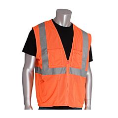 Pip 302-Mvgz4Por-2X Ansi Type R Class 2 Value Mesh Vest, 4 Pockets, Hi-Vis Orange, Size 2X-Large, 1 Each