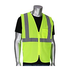 Pip 302-V100Ly-2X/3X Ansi Type R Class 2 Value Mesh Vest, Dual Sized, Zipper, Hi-Vis Yellow, Size 2X/3X, 1 Each