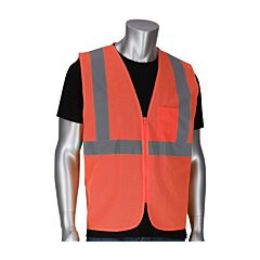 Pip 302-V100Or-S/M Ansi Type R Class 2 Value Mesh Vest, Dual Sized, Zipper, Hi-Vis Orange, Size S/M, 1 Each