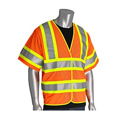 Pip 305-Hsvpfror-L/Xl Ansi Type R Class 3 Fr Treated Mesh Vest, Two-Tone, Hi-Vis Orange, Size Lg/Xl, 1 Each