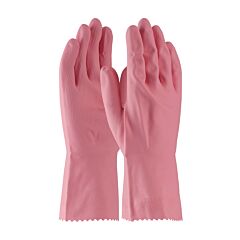 Assurance® 48-L185P/L Unsupported Latex Gloves, Flock Lined With Honeycomb Grip, 18 Mil, Pink, Size Large