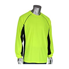 Pip 310-1150B-Ly/L Pip Non-Ansi Long Sleeve T-Shirt With 50+ Upf Sun Protection, Insect Repellent Treatment And Black Trim, Hi-Viz Yellow, Size Large