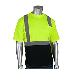 Pip 312-1250B-Ly/3X Pip Ansi Type R Class 2 Short Sleeve T-Shirt With 50+ Upf Sun Protection And Black Bottom Front, Hi-Viz Yellow, Size 3X-Large