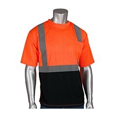 Pip 312-1250B-Or/L Pip Ansi Type R Class 2 Short Sleeve T-Shirt With 50+ Upf Sun Protection And Black Bottom Front, Hi-Viz Orange, Size Large