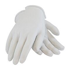 Pip 97-501I Cleanteam Economy, Light Weight Cotton Lisle Inspection Glove With Unhemmed Cuff - Ladies', White, Size Ladies