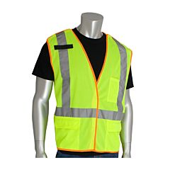 Pip 302-0210-Ly/3X Pip Ansi Type R Class 2 And Can/Csa Z96 X-Back Breakaway Mesh Vest, Hi-Viz Yellow, Size 3X-Large