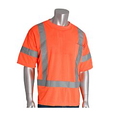 Pip 313-Cntseor-M Pip Ansi Type R Class 3 Short Sleeve T-Shirt, Hi-Viz Orange, Size Medium