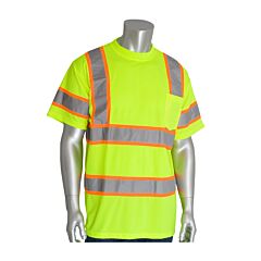 Pip 313-Cntsply-M Pip Ansi Type R Class 3 Two-Tone T-Shirt, Hi-Viz Yellow, Size Medium