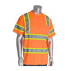 Pip 313-Cntspor-5X Pip Ansi Type R Class 3 Two-Tone T-Shirt, Hi-Viz Orange, Size 5X-Large