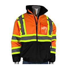 Pip 333-1745-Or/Xl Ansi Type R Class 3 Value Bomber Jacket, Two-Tone, Black Bottom, Hi Vis Orange, Size X-Large, 1 Each