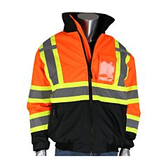 Pip 333-1745X-Or/5X Ansi Type R Class 3 Value Bomber Jacket, Two-Tone X Back, Black Bottom, Hi Vis Orange, Size 5X-Large, 1 Each