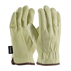 Pip 77-469/L Premium Top Grain Pigskin Leather Drivers Gloves With 3M Thinsulate + Foam Lining, Keystone Thumb, Natural, Size Large