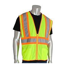 Pip 302-Mvly-2X Ansi Type R Class 2 Value Mesh Vest, Two-Tone, Hi-Vis Yellow, Size 2X-Large, 1 Each