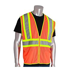 Pip 302-Mvor-Xl Ansi Type R Class 2 Value Mesh Vest, Two-Tone, Hi-Vis Orange, Size X-Large, 1 Each