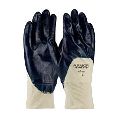 Armorlite® 56-3170/Xl Nitrile Dipped Gloves With Interlock Liner And Textured Finish On Palm, Fingers & Knuckles, Knit Wrist, Natural, Size X-Large