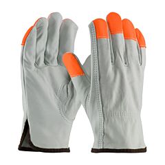 Pip 68-163Hv/S Tg Cowhide, Regular Grade, Hi-Vis Orange Fingertips, Keystone Thumb, Pack Of 12 Pairs