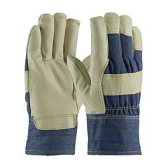 Pip 78-3927/L Pigskin Leather Palm Gloves With Fabric Back And 3M Thinsulate Lining, Fabric Safety Cuff, Blue, Size Large