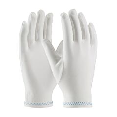 Pip 98-712 Cleanteam Regular Weight Stretch Nylon Inspection Glove With Zig-Zag Stitched Rolled Hem - Full Fashion Pattern, White, Size Mens