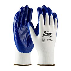 Pip 34-C229/M G-Tek Gp, White 13G Nylon Shell, Blue Nitrile Smooth Grip, Pack Of 12 Pairs