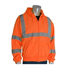 Pip 323-Hsseor-5X Ansi Type R Class 3 Hooded Sweatshirt, Hi-Viz Orange, Size 5X-Large