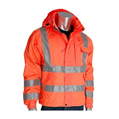 Pip 353-2000-Or/M Vizplus Ansi Type R Class 3 Heavy Duty Waterproof Breathable Jacket, Hi-Viz Orange, Size Medium