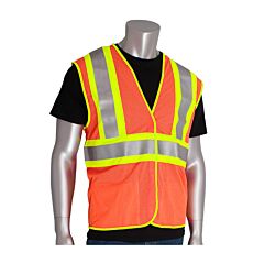 Pip 305-Mvfror-2X/3X Ansi Type R Class 2 Fr Treated Mesh Vest, Two-Tone, Hi-Vis Orange, Size 2X/3X, 1 Each