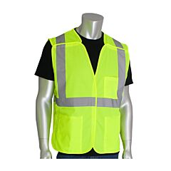 Pip 302-5Pmvly-L Ansi Type R Class 2 Breakaway Vest, Mesh, 3 Pockets, Hi-Vis Yellow, Size Large, 1 Each