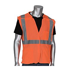 Pip 302-5Pmvor-S Ansi Type R Class 2 Breakaway Vest, Mesh, 3 Pockets, Hi-Vis Orange, Size Small, 1 Each
