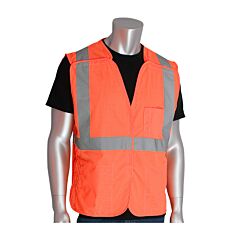 Pip 302-5Pvor-2X Ansi Type R Class 2 Solid Breakaway Vest, 3 Pockets, Hi-Vis Orange, Size 2X-Large, 1 Each