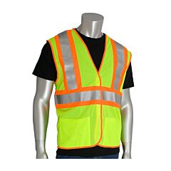 Pip 305-Mvfrly-S/M Ansi Type R Class 2 Fr Treated Mesh Vest, Two-Tone, Hi-Vis Yellow, Size S/M, 1 Each