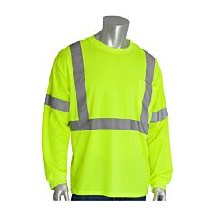 Pip 313-1300-Ly/M Pip Ansi Type R Class 3 Long Sleeve T-Shirt, Hi-Viz Yellow, Size Medium