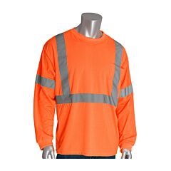 Pip 313-1300-Or/3X Pip Ansi Type R Class 3 Long Sleeve T-Shirt, Hi-Viz Orange, Size 3X-Large