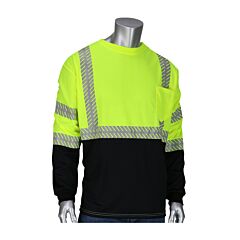 Pip 313-1375B-Ly/4X Pip Ansi Type R Class 3 Long Sleeve T-Shirt With 50+ Upf Sun Protection, Built-In Insect Repellent And Black Bottom Front, Hi-Viz Yellow, Size 4X-Large