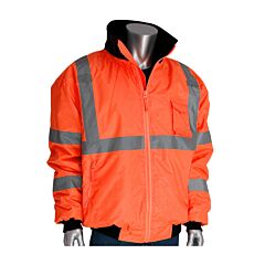 Pip 333-1762-Or/4X Ansi Type R Class 3 Value Bomber Jacket With Zip-Out Fleece Liner, Hi-Vis Orange, Size 4X-Large, 1 Each