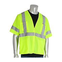 Pip 303-Hsvely-4X Ansi Type R Class 3 Value Mesh Vest, 4 Pockets, Hi-Vis Yellow, Size 4X-Large, 1 Each
