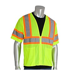 Pip 303-Hsvply-4X Ansi Type R Class 3 Value Mesh Vest, Two-Tone, Hi-Vis Yellow, Size 4X-Large, 1 Each