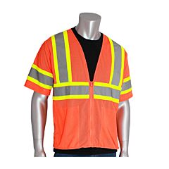 Pip 303-Hsvpor-5X Ansi Type R Class 3 Value Mesh Vest, Two-Tone, Hi-Vis Orange, Size 5X-Large, 1 Each