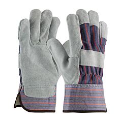 Pip 84-7532A/Xs Economy Grade Split Cowhide Leather Palm Gloves With Fabric Back, Plasticized Safety Cuff, Blue, Size X-Small