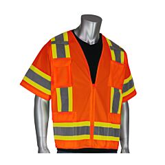 Pip 303-0500-Or/3X Ansi Type R Class 3 Surveyor Vest, Two-Tone, 11 Pockets, Hi-Vis Orange, Size 3X-Large, 1 Each