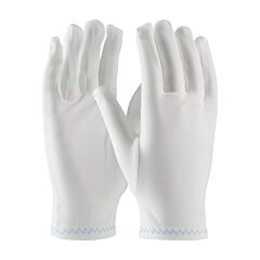 Pip 98-700 Cleanteam Heavy Weight Stretch Nylon Inspection Glove With Zig-Zag Stitched Rolled Hem - Full Fashion Pattern, White, Size Mens