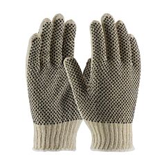 Pip 37-C112Pdd/L Cotton/Polyester Gloves With Double-Sided Pvc Dense Dot Grip, 7 Gauge, Natural, Size Large