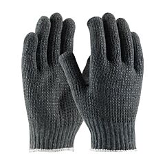 Pip 37-C500Pdd/L Cotton/Polyester Gloves With Double-Sided Pvc Dot Grip, 7 Gauge, Gray, Size Large