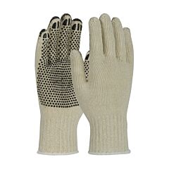 Pip 36-C330Pd/S Heavy Weight Cotton/Polyester Gloves With Pvc Dotted Grip, Coated Fingertips, Natural, Size Small