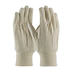 Pip 90-908 Premium Grade Cotton Canvas Single Palm Gloves, Knit Wrist, Natural, Size Men'S