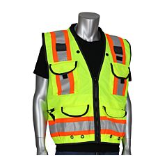 Pip 302-0900-Ly/3X Ansi Type R Class 2 Surveyors Vest, Two-Tone, 15 Pockets, Tech-Ready, Ripstop With Mesh Back, Hi-Vis Yellow, Size 3X-Large, 1 Each