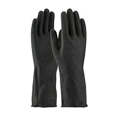 Assurance® 48-L300K/L Unsupported Latex Gloves, Industrial Flock Lined With Raised Diamond Grip, 28 Mil, Black, Size Large
