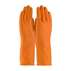 Assurance® 48-L302T/L Unsupported Latex Gloves, Industrial Flock Lined With Honeycomb Grip, 28 Mil, Orange, Size Large