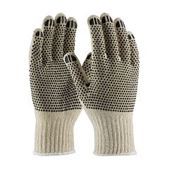 Pip 36-110Pdd/S Regular Weight Cotton/Polyester Gloves With Pvc Dotted Grip, Double-Sided, Natural, Size Small